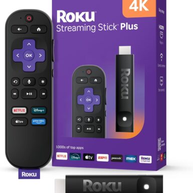 Roku Streaming Stick Plus with Voice Remote - 4K & HDR10+ | 4K & HDR Streaming Device for TV with Roku Voice Remote - Free & Live Local News, Sports